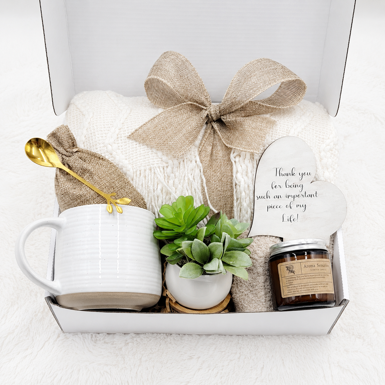 Thank You Gift Box – Cozy Blanket, Self-Care Essentials & Thoughtful Comfort Set