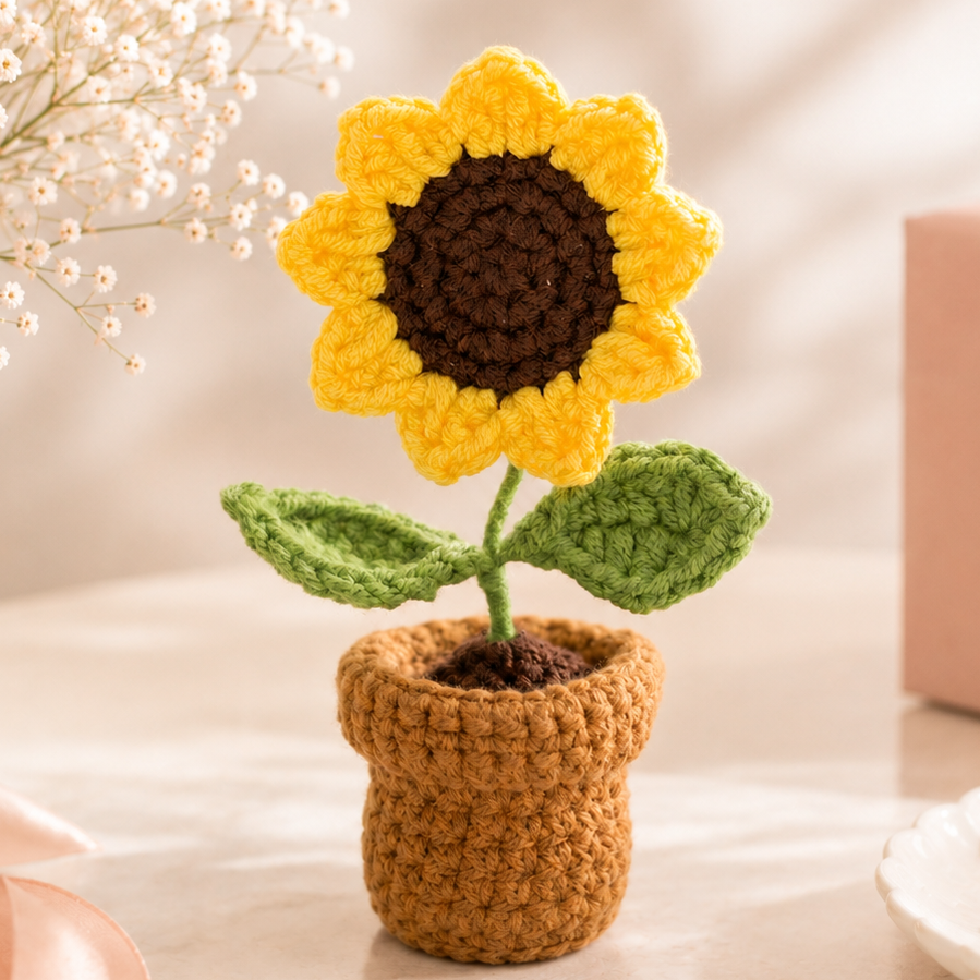 Crochet Sunflower Mini – Handmade Gift Box Add-On