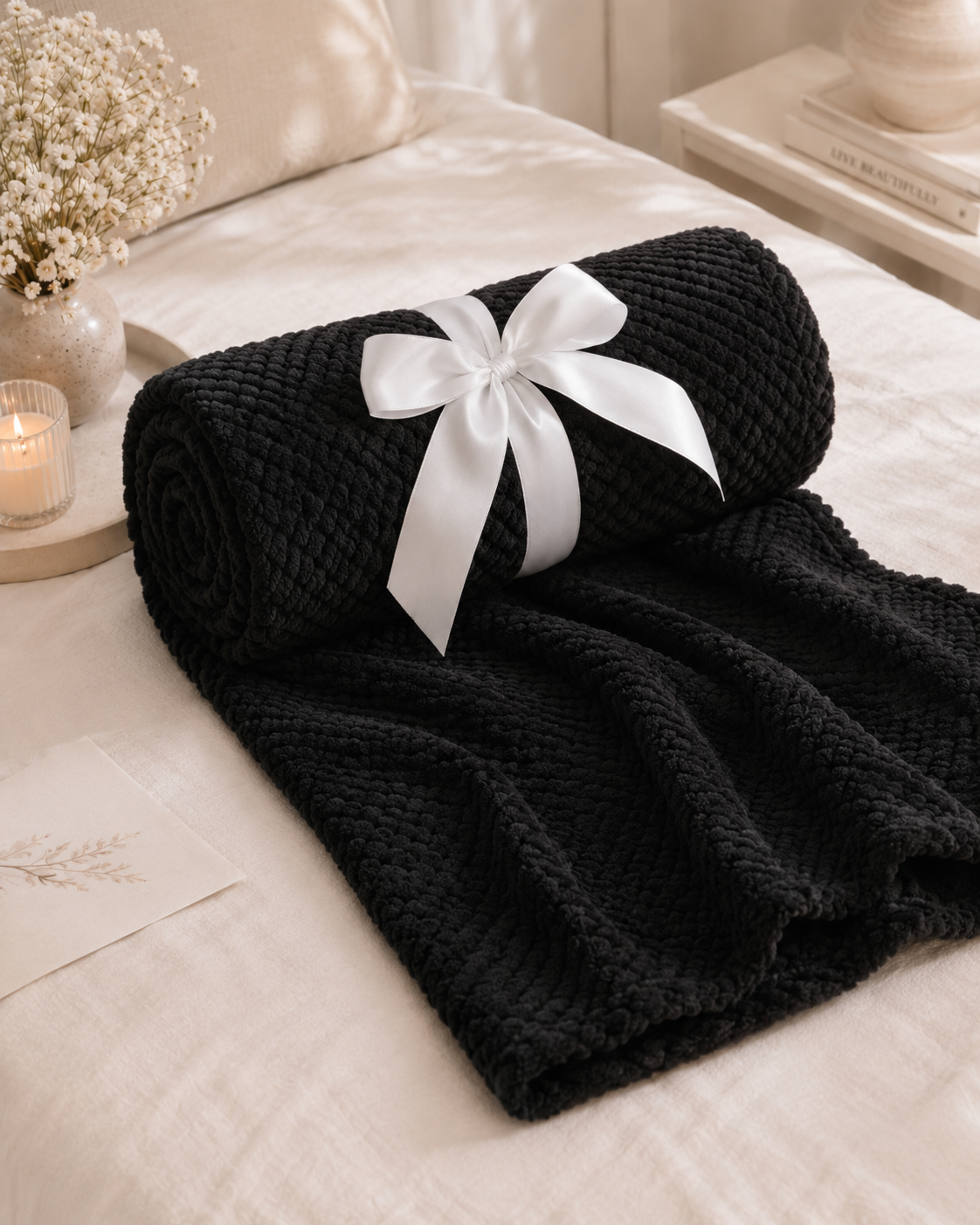 Black Cozy Throw Blanket