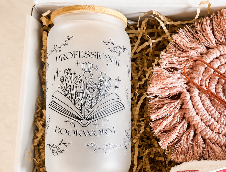 Reader Gift Box – Bookworm Cup, Candle, Socks, Stickers & Cute Bookish Set