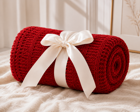 Red Knit Blanket (50" x 60")
