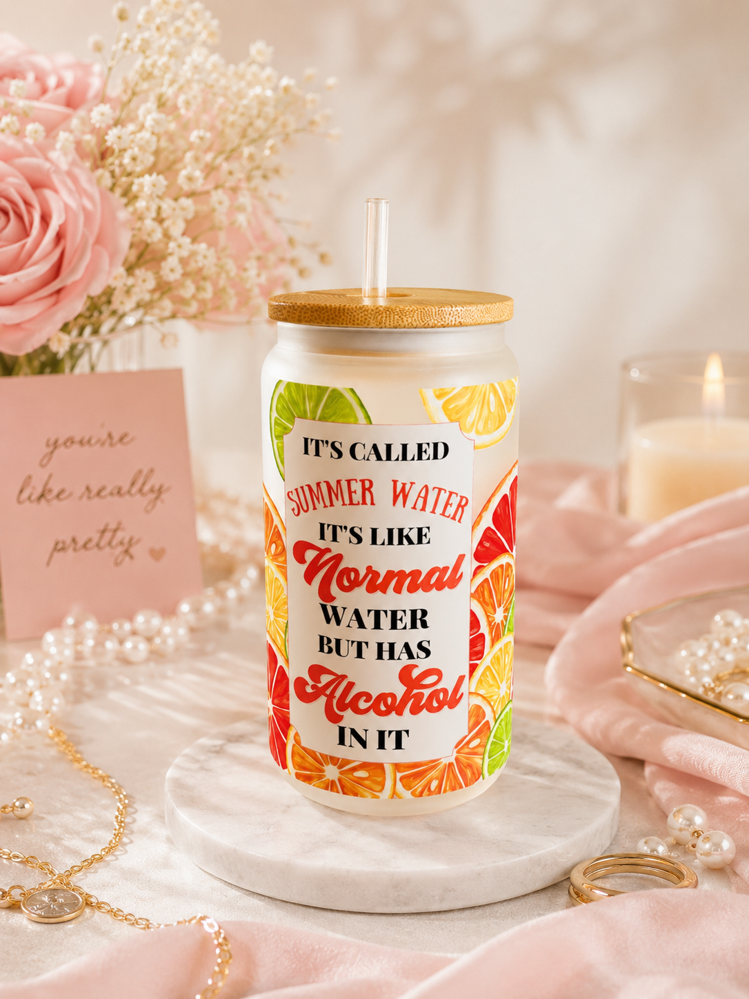 16 oz “Summer Water” Cup – Themed Drinkware for Everyday Sips