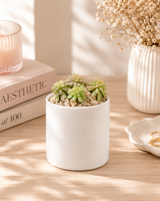 Faux Succulent Mini Plant – Realistic Desk Decor Gift Box