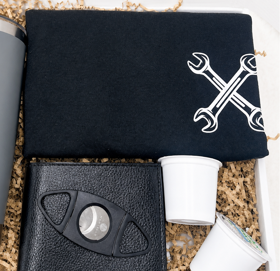 Blue Collar Gift Set Working Man Essentials Mens Gift Box Bundle Premium Coffee Collection Grey Tumbler Insulated Wrench Tshirt Design Cigar Cutter Included Perfect Fathers Day Present Birthday Gift Box Masculine Style Practical Daily