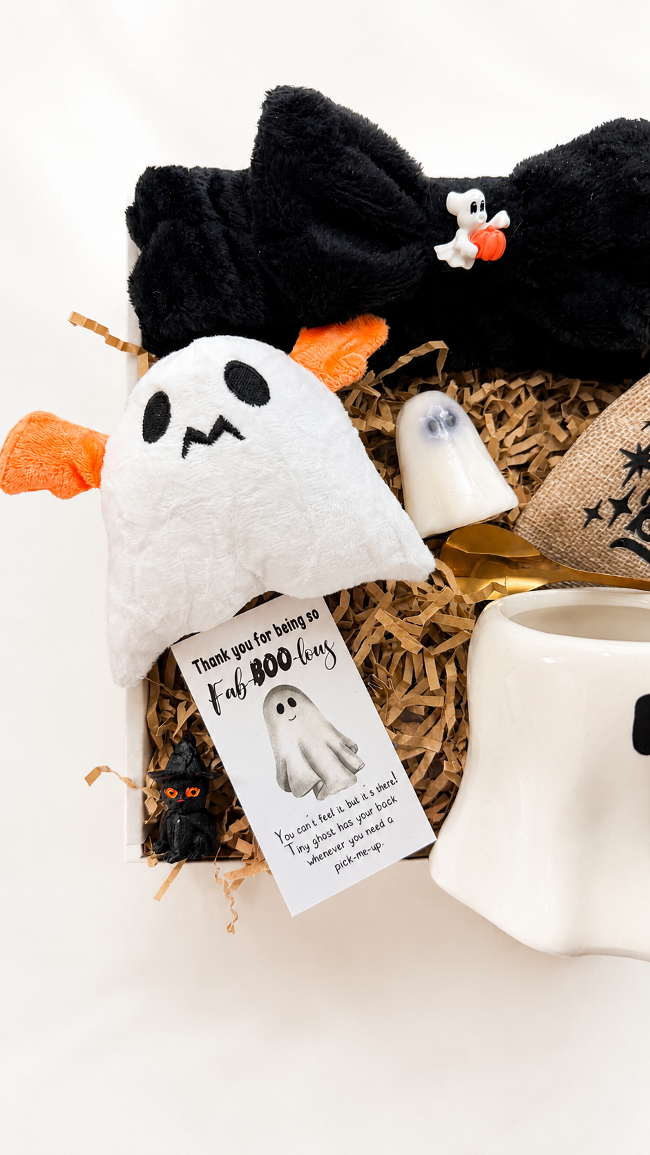 Halloween Gift Basket for Women – Ghost Gift Box with Mug, Tea & Plush