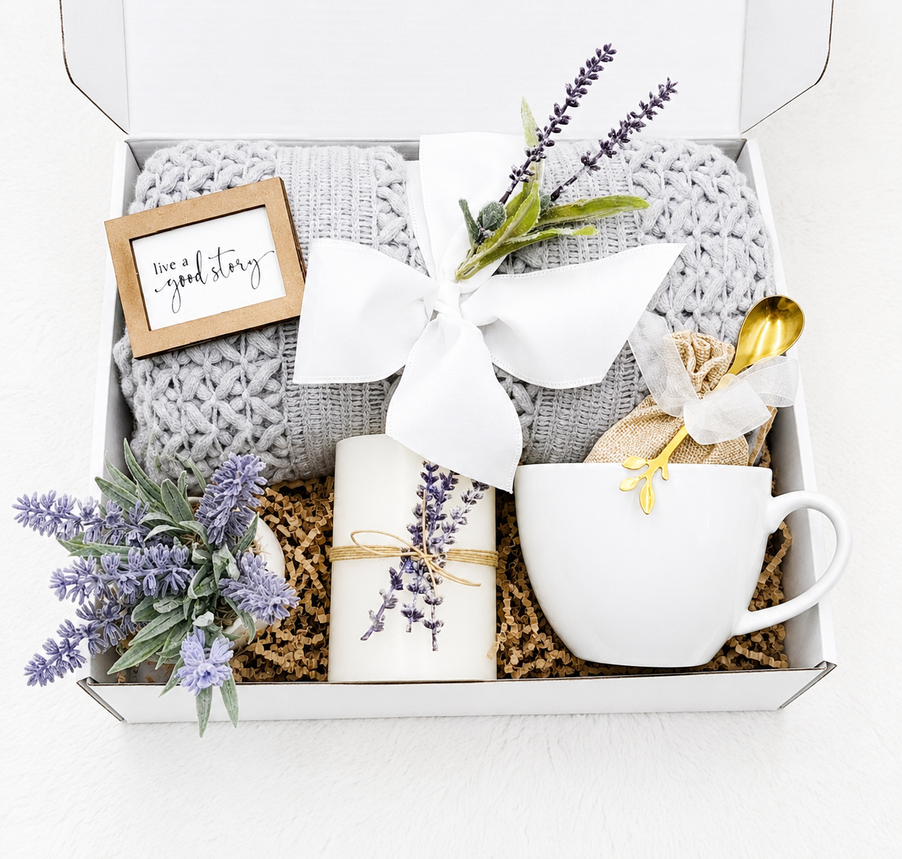 Lavender Gift Basket Spa Care Package Relaxation Box With Wool Blanket Cozy Comfort Set Perfect Gift For Her Wellness Collection Aromatherapy Items Self Care Package Birthday Present Ideas Stress Relief Gift Box Thoughtful Surprise Ready To