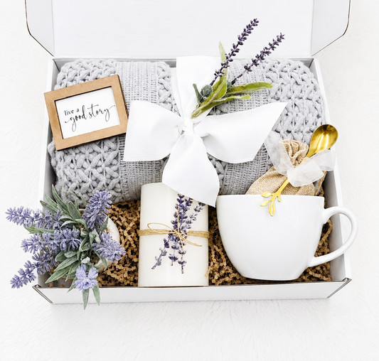 Lavender Gift Basket Spa Care Package Relaxation Box With Wool Blanket Cozy Comfort Set Perfect Gift For Her Wellness Collection Aromatherapy Items Self Care Package Birthday Present Ideas Stress Relief Gift Box Thoughtful Surprise Ready To
