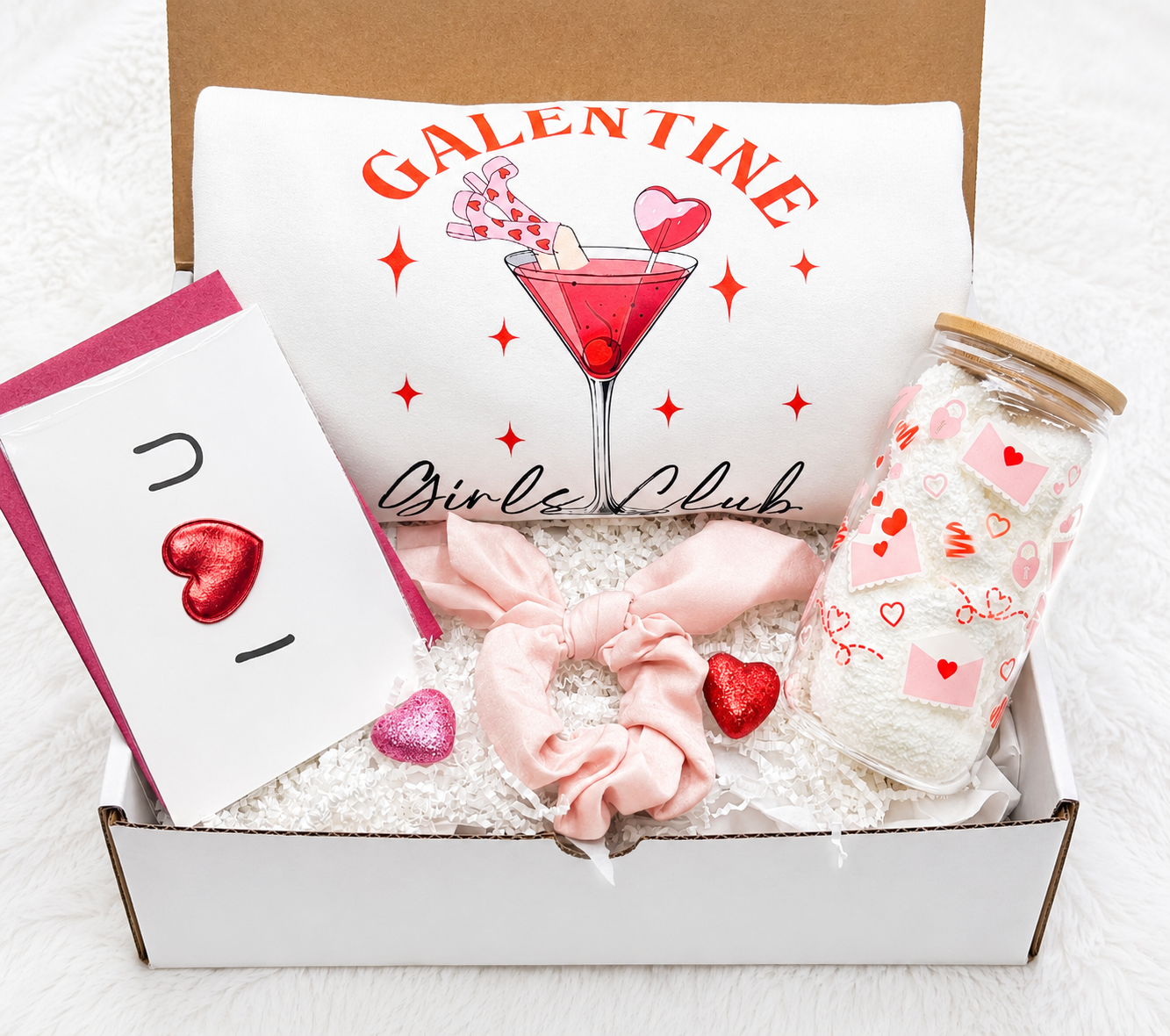 Galentine Day Gift Box Complete Set For Her Best Friend Present Sweatshirt Tumbler Combo Girls Celebrating Girls Motto Love Letter Design Cozy Comfortable Wear Hydration Essential Perfect Friendship Celebration Package Women Squad Gift Idea