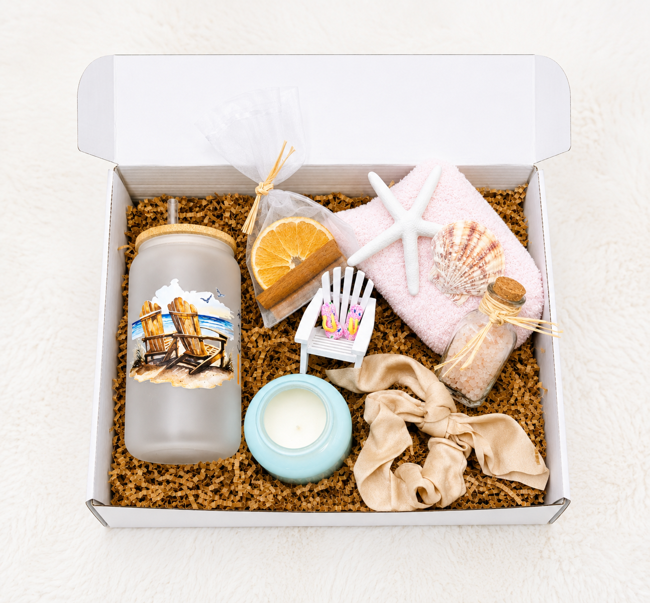Beach Lover Gift Box – Complete Coastal Relaxation Set with Tumbler & Candle