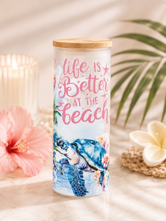 Life Is Better At The Beach Summer Frosted Tumbler 25 Oz