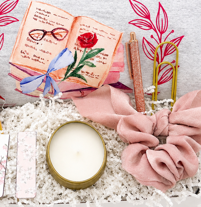 Cozy Reading Gift Set Romance Reader Bundle Box Includes Comfortable Crewneck Sweatshirt Relaxing Scented Candle Beautiful Reading Journal Bookmark Note Tabs Perfect Present For Book Lover Thoughtful Curated Collection Ideal Birthday Gift