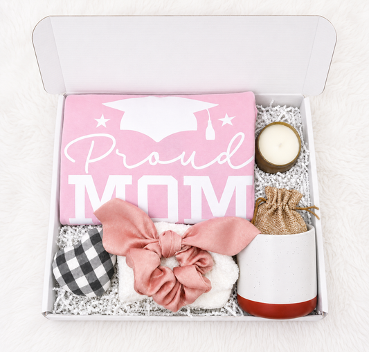 Graduation Mom Gift Box – Proud Mom Tshirt Mug & Cozy Socks Set