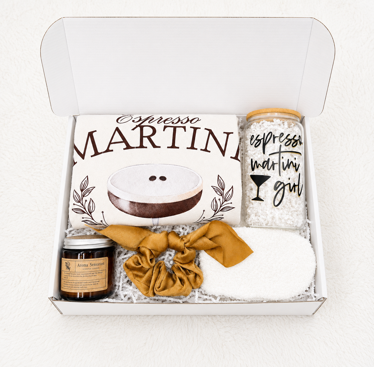 Espresso Martini Gift Box – Complete Relaxation Set with Tshirt Cup & Candle