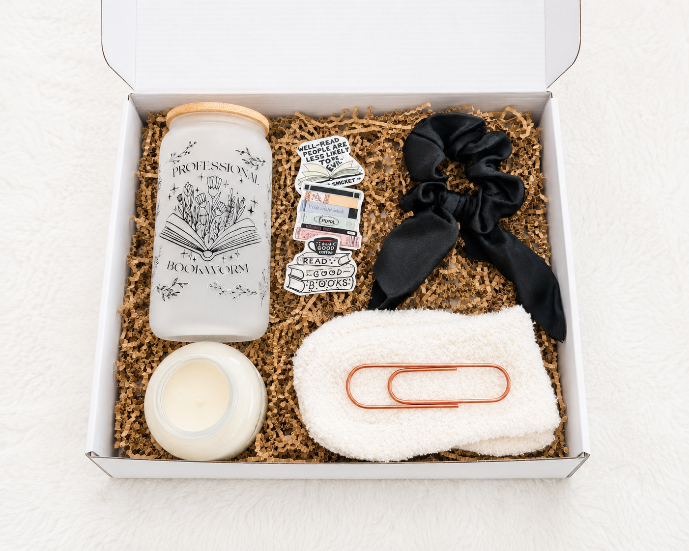 Bookworm Gift Box for Readers – Glass Cup, Candle, Bookmark & Book Lover Accessories
