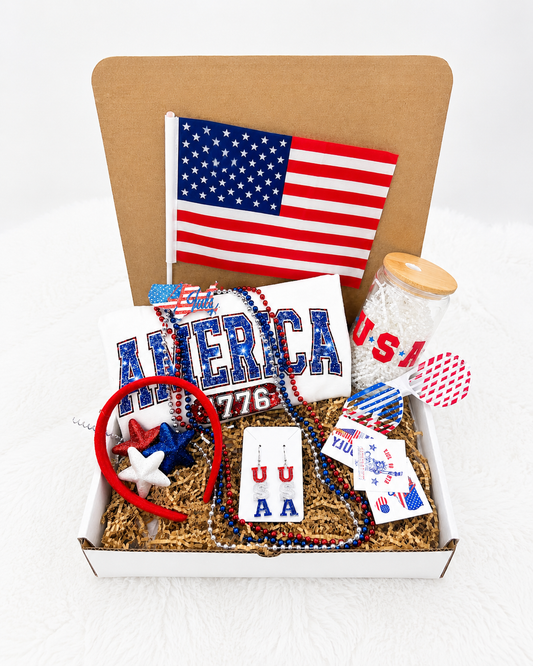 4th July Gift Basket – Usa Patriotic Party Set with Shirt and Accessories