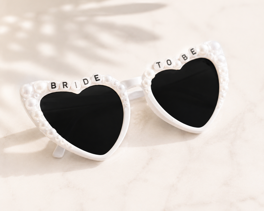"Bride To Be" Pearl White Heart Sunglasses