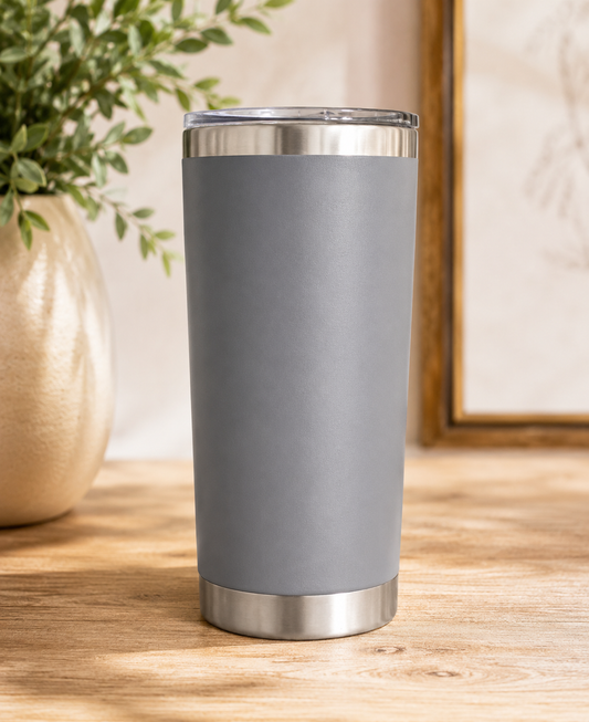 Grey 16 oz Coffee Tumbler with Lid