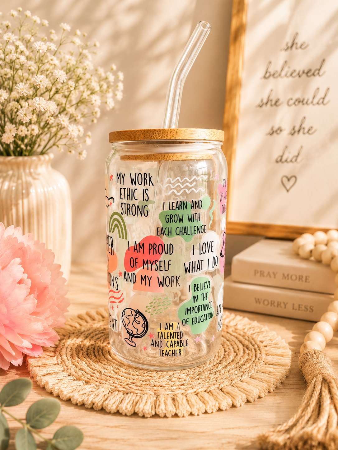 Teacher Daily Affirmations Frosted Tumbler 16 Oz