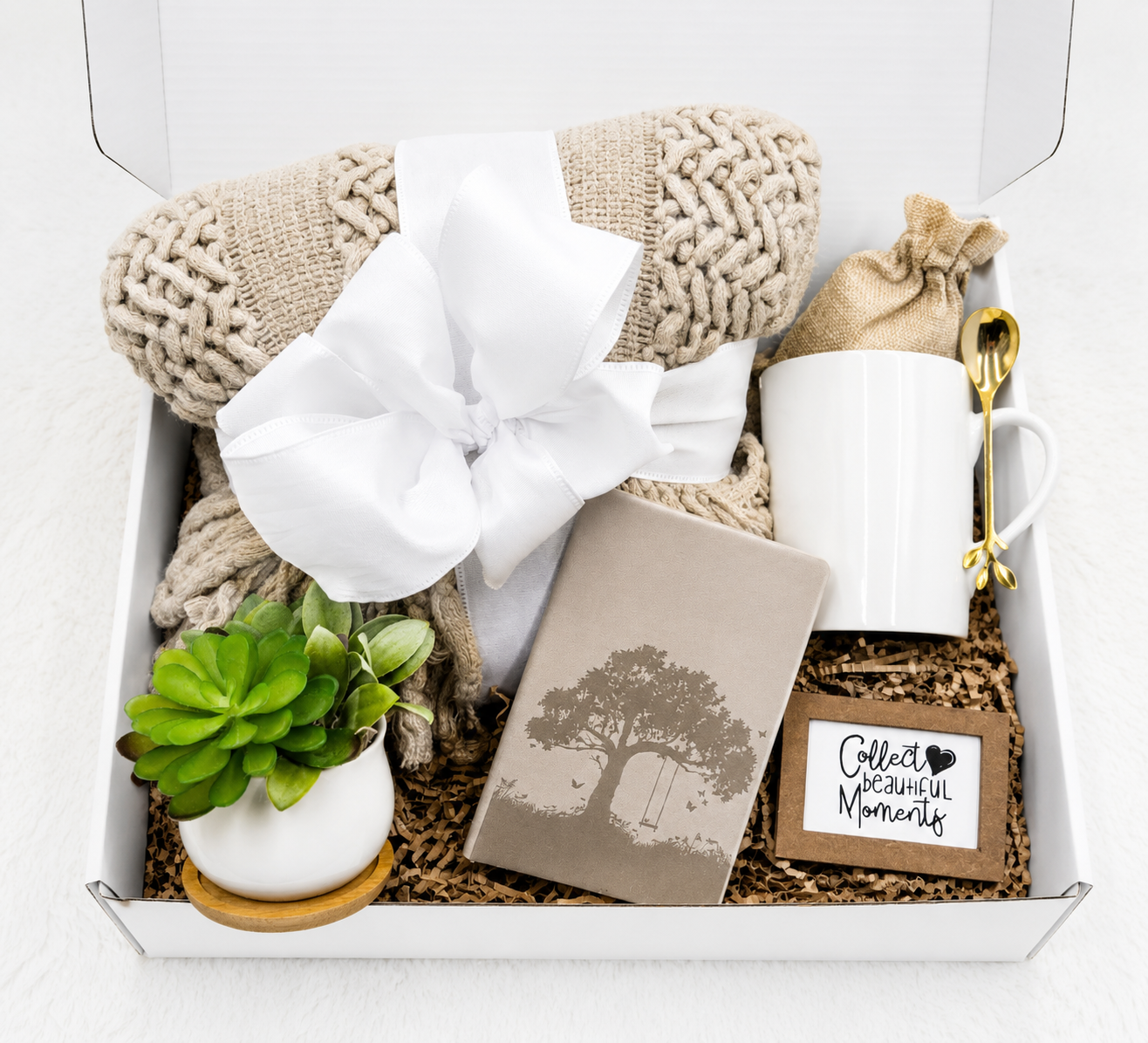 Wellness Gift Box – Cozy Blanket, Self-Care Essentials & Inspirational Decor Set