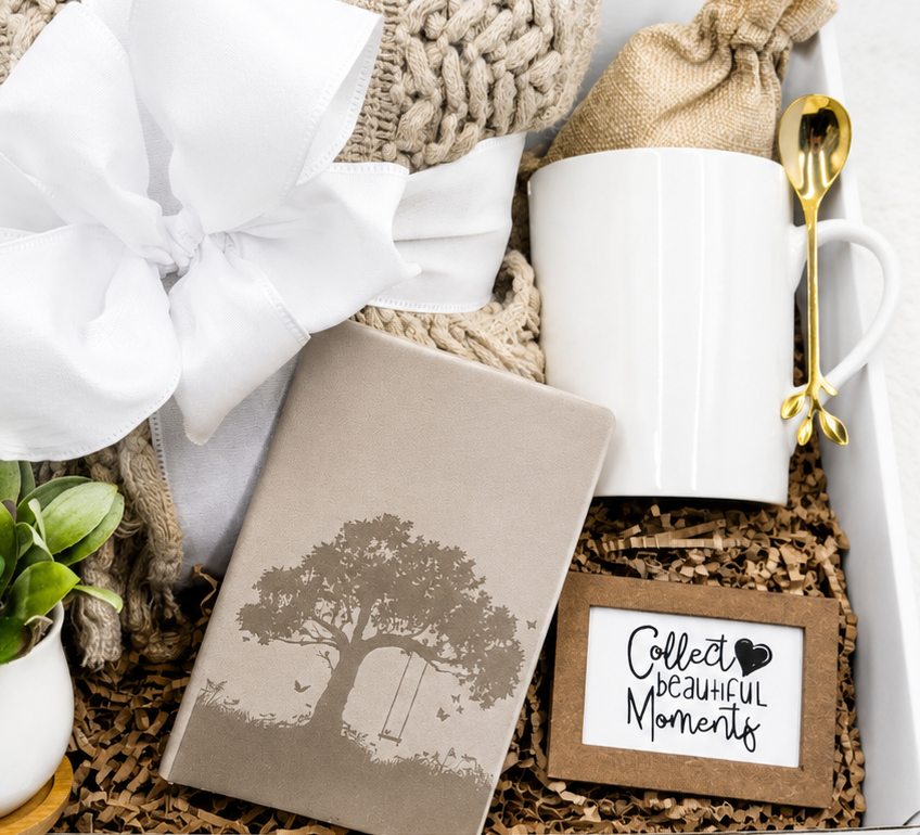 Wellness Gift Box – Cozy Blanket, Self-Care Essentials & Inspirational Decor Set