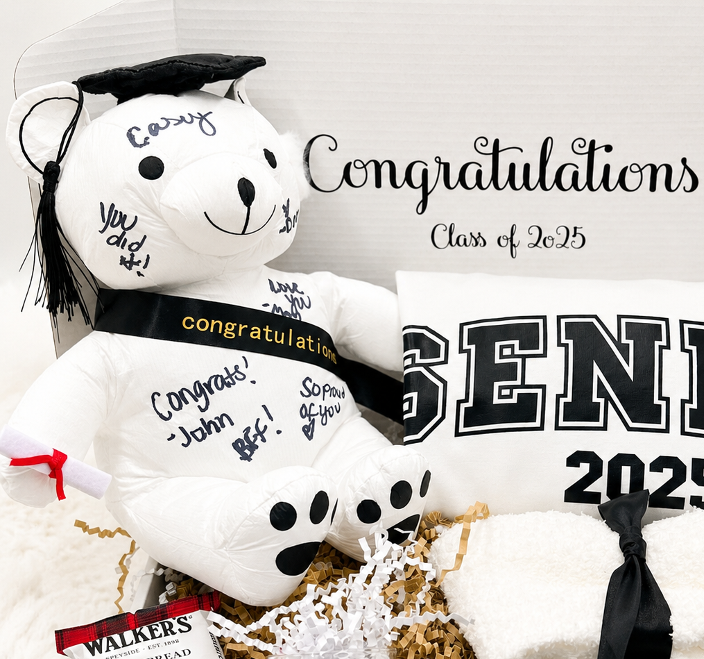 Personalized Graduation Keepsake Autograph Bear Gift Box Class Of 2025 Memory Collection Signature Gathering Keepsake Memorable Graduation Present Achievement Celebration Gift Special Day Commemoration Custom Memory Bear High School