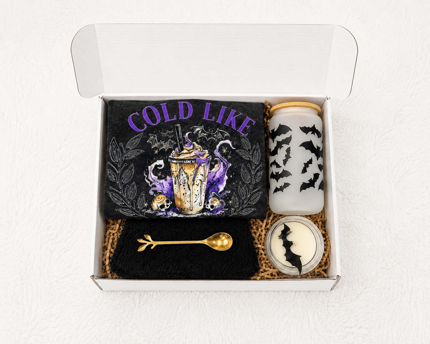 Halloween Gift Box – Cozy Coffee Lover Care Package with Tumbler & Candle