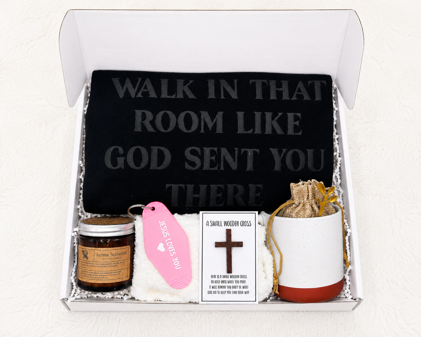 Christian Gift Box – Faith Encouragement with Shirt Keychain & Prayer Cross