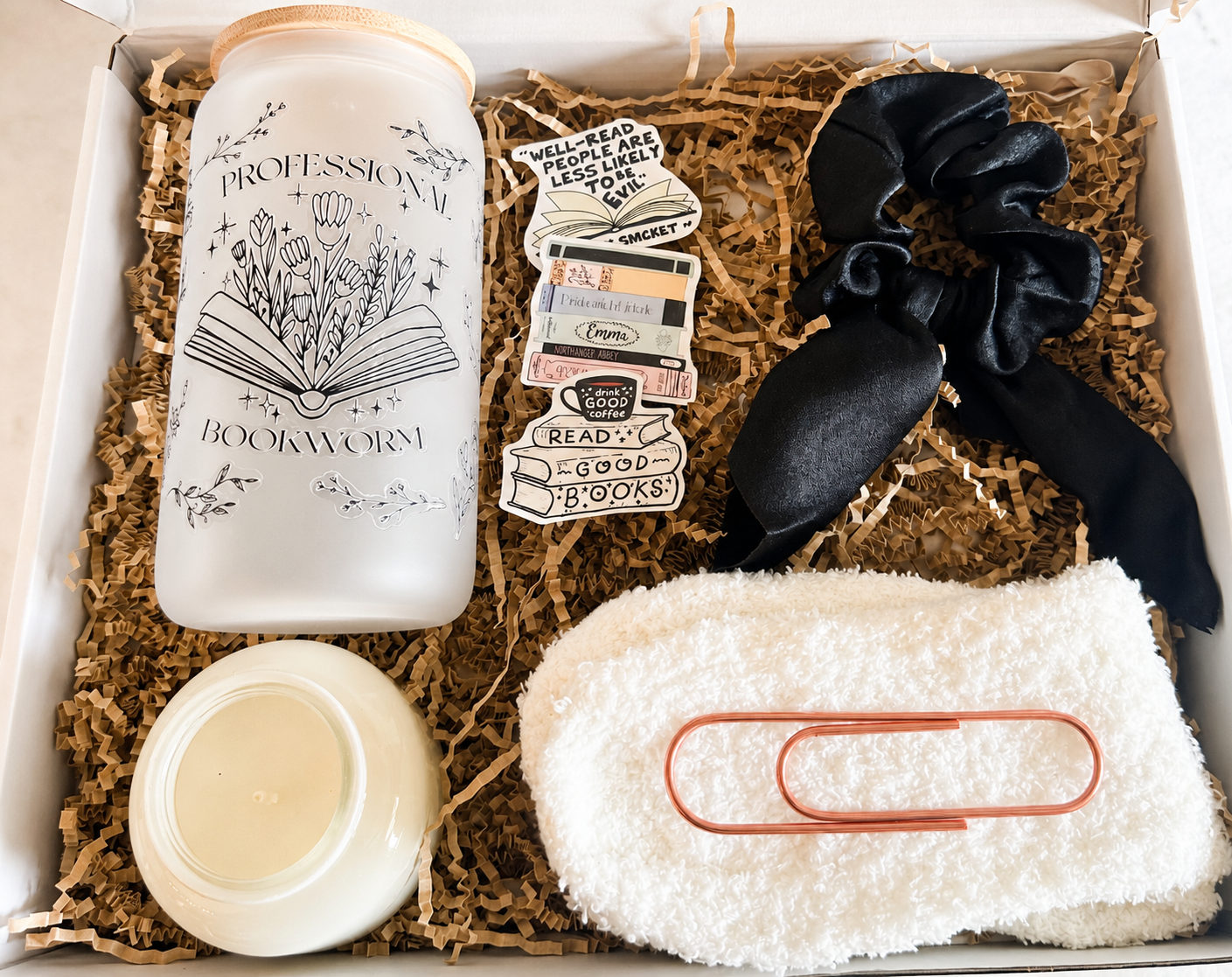 Bookworm Gift Box for Readers – Glass Cup, Candle, Bookmark & Book Lover Accessories