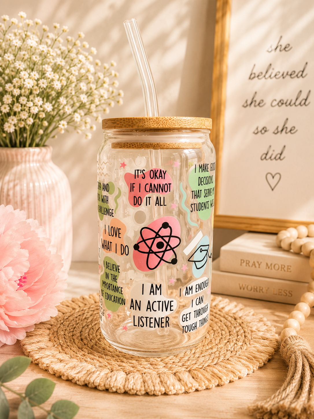 Teacher Daily Affirmations Frosted Tumbler 16 Oz