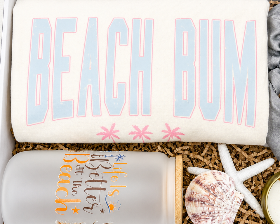 Coastal Relaxation Gift Set Beach Lover Package Ocean Inspired Collection Complete Beach Gift Box Tshirt Candle Seashells Kit Summer Vibes Essentials Beach Bum Lifestyle Gift Perfect Self Care Package Coastal Living Present Ocean Themed