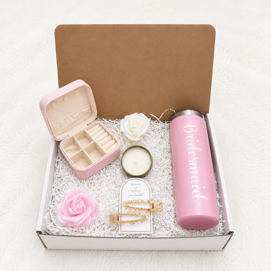 Bridesmaid Gift Box – Curated Set with Tumbler Jewelry Case & Candle
