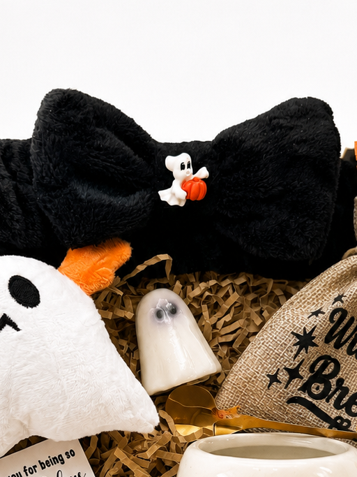 Halloween Gift Basket for Women – Ghost Gift Box with Mug, Tea & Plush