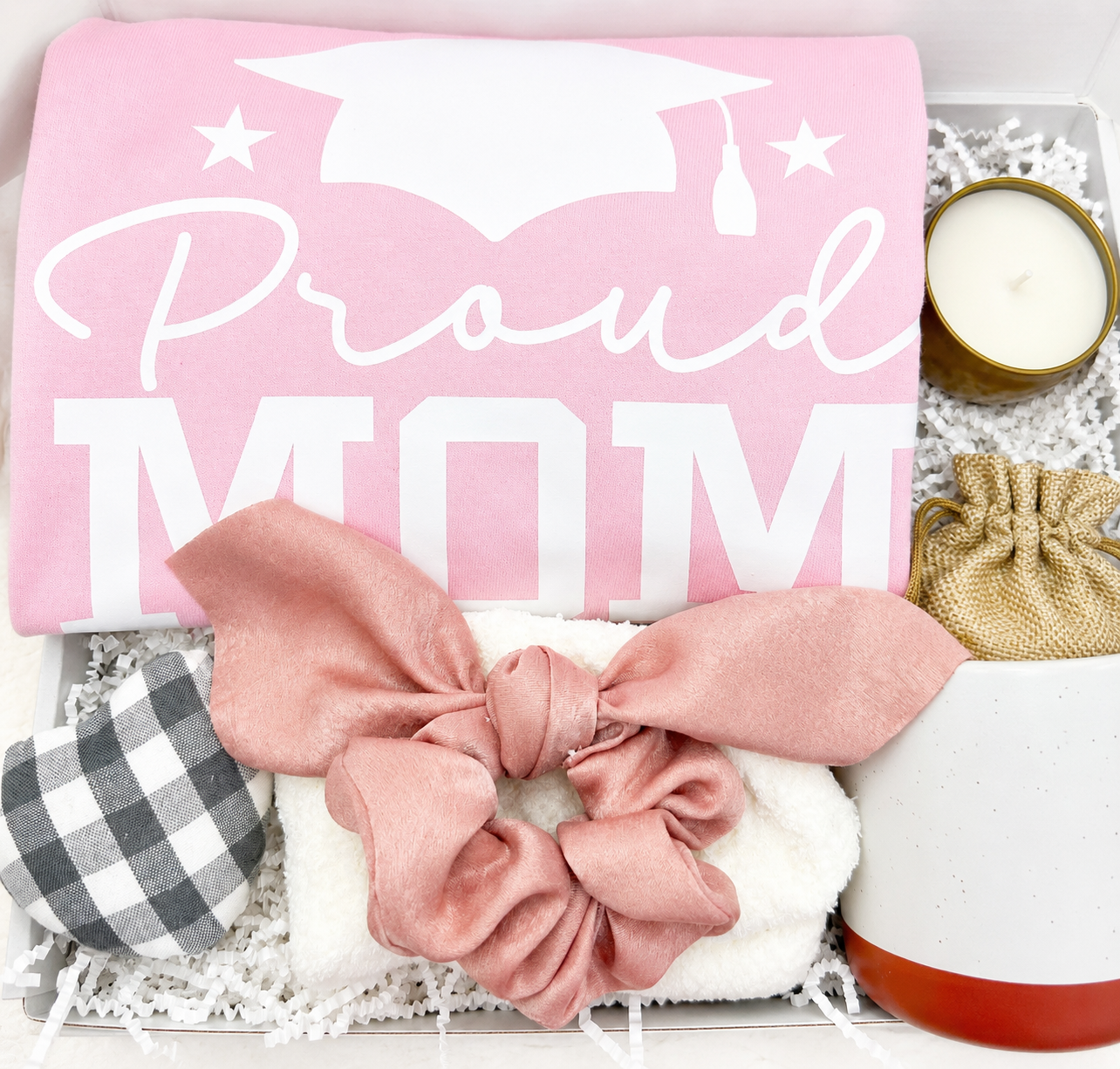 Celebration Gift Set Graduation Mom Package Proud Mom Tshirt Matching Coffee Mug Cozy Fuzzy Socks Complete Collection Thoughtfully Curated Present Perfect For Graduation Day Special Milestone Recognition Mothers Appreciation Gift