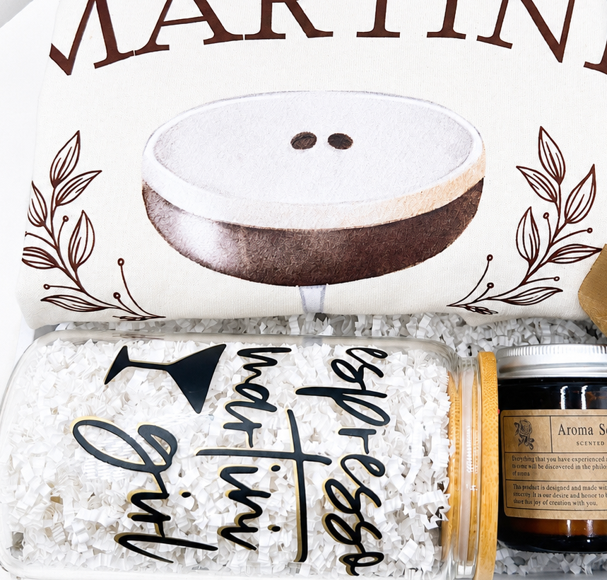 Cozy Lifestyle Bundle Espresso Martini Gift Set Complete Relaxation Package Coffee Cocktail Theme Includes Comfort Tshirt Matching Cup 16 Oz Candle Ambiance Fuzzy Socks Soft Hair Tie Accessory Perfect Gift Box Ready To Give Unique Present