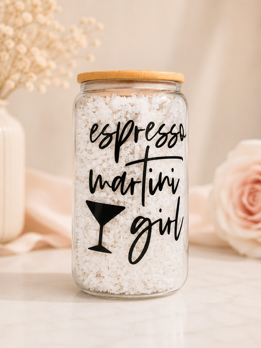 Espresso Martini Girl 16 oz Glass Cup