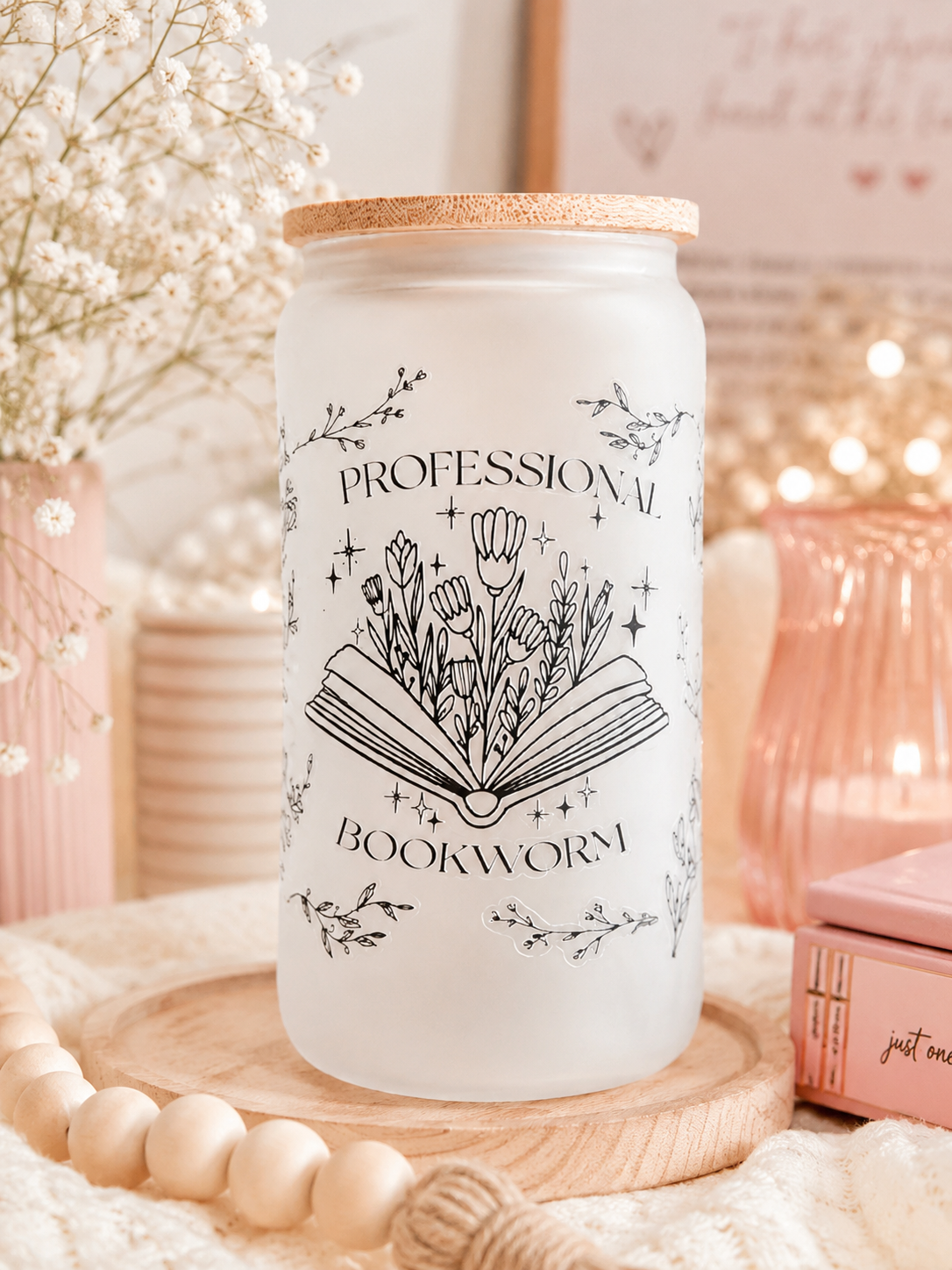 Professional Bookworm 16 oz Glass Cup