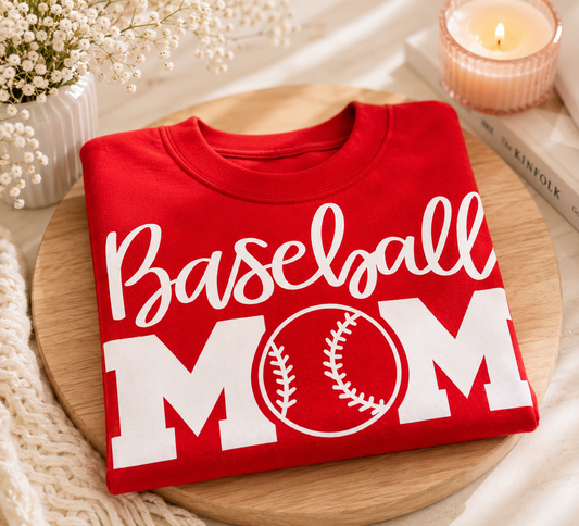 Baseball Mom Red Shirt – Game Day Graphic Tee