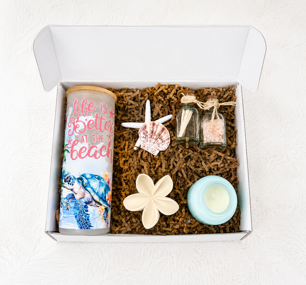 Beach Gift Box – Curated Coastal Spa Set with Tumbler and Bath Salts