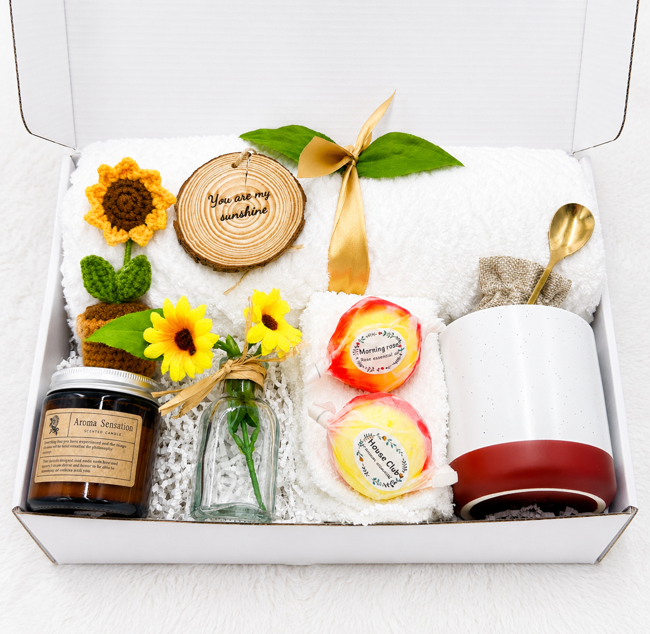 Sunflower Gift Box Get Well Care Package Uplifting Present For Recovery Support Cheerful Comfort Items Relaxation Essentials Thinking Of You Gift Basket Sunshine Themed Collection Feel Better Present Hospital Care Package Post Surgery Gift