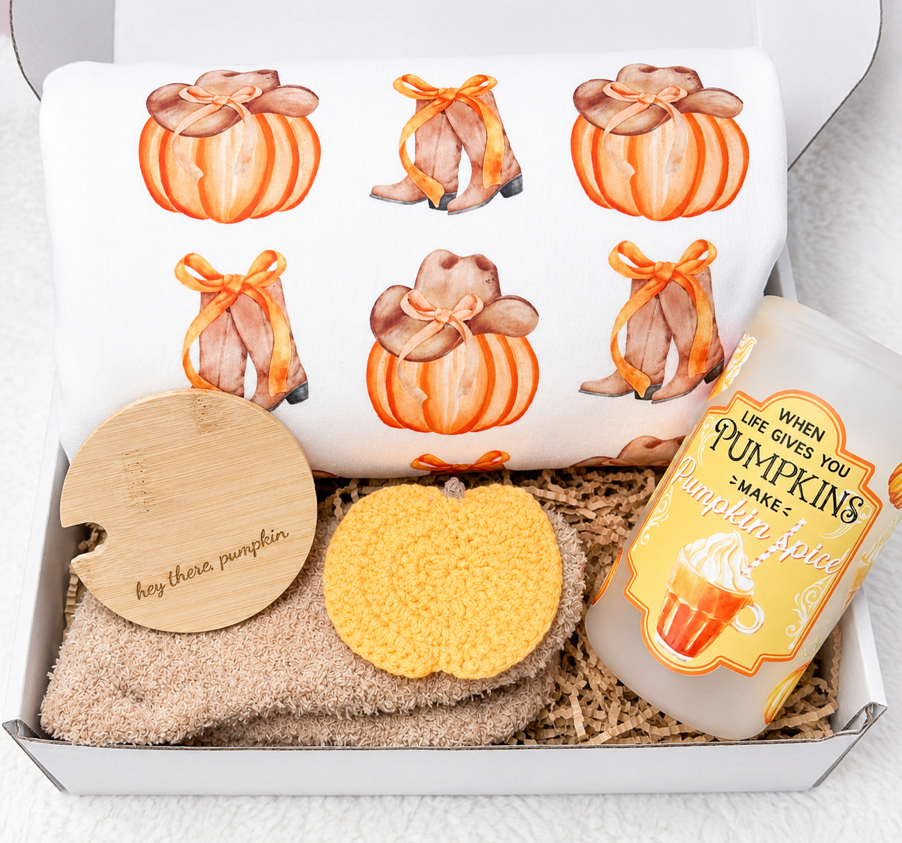 Fall Gift Box Women Western Sweatshirt Set Pumpkin Tumbler Bundle Cozy Autumn Essentials Fuzzy Socks Collection Engraved Lid Coaster Included Seasonal Celebration Package Perfect Birthday Present Thanksgiving Hostess Gift Complete Fall