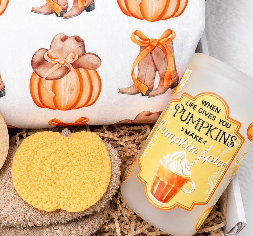 Cozy Fall Essentials Gift Box Western Style Sweatshirt Pumpkin Tumbler Set Fuzzy Socks Bundle Autumn Comfort Collection Women Seasonal Package Engraved Lid Coaster Included Perfect Birthday Gift Thanksgiving Present Complete Fall Season