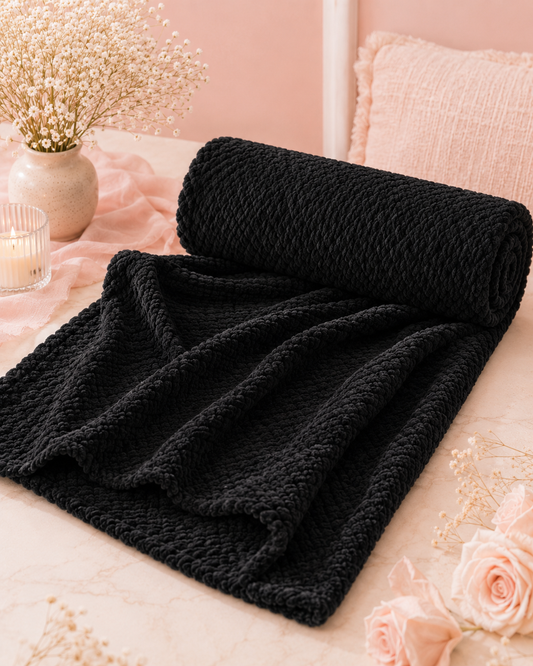 Black Cozy Throw Blanket
