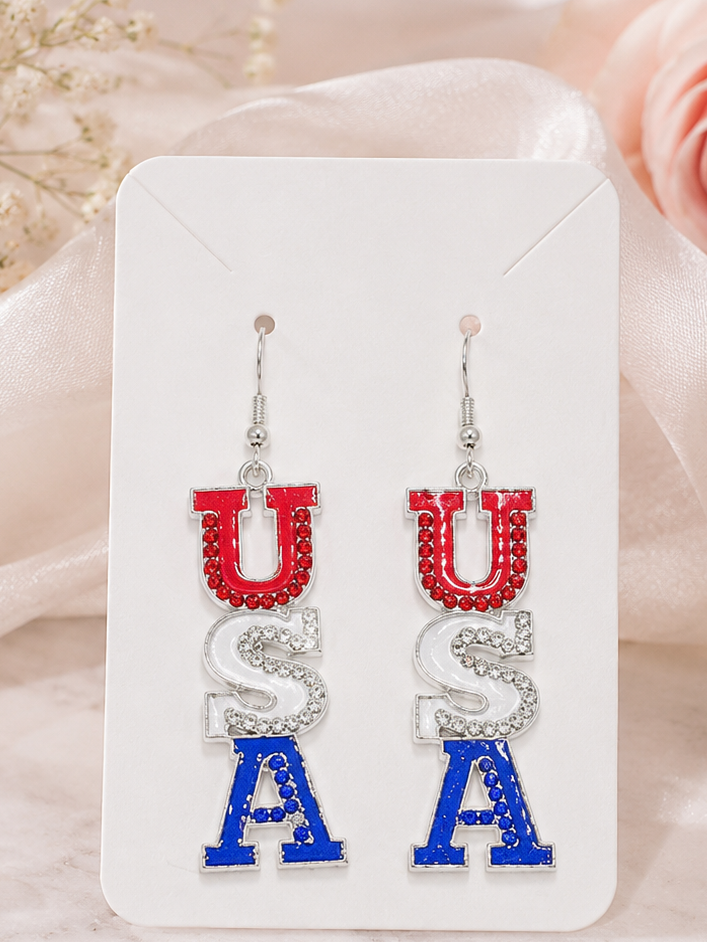 4th of July Earrings – Patriotic Red White & Blue Statement Jewelry