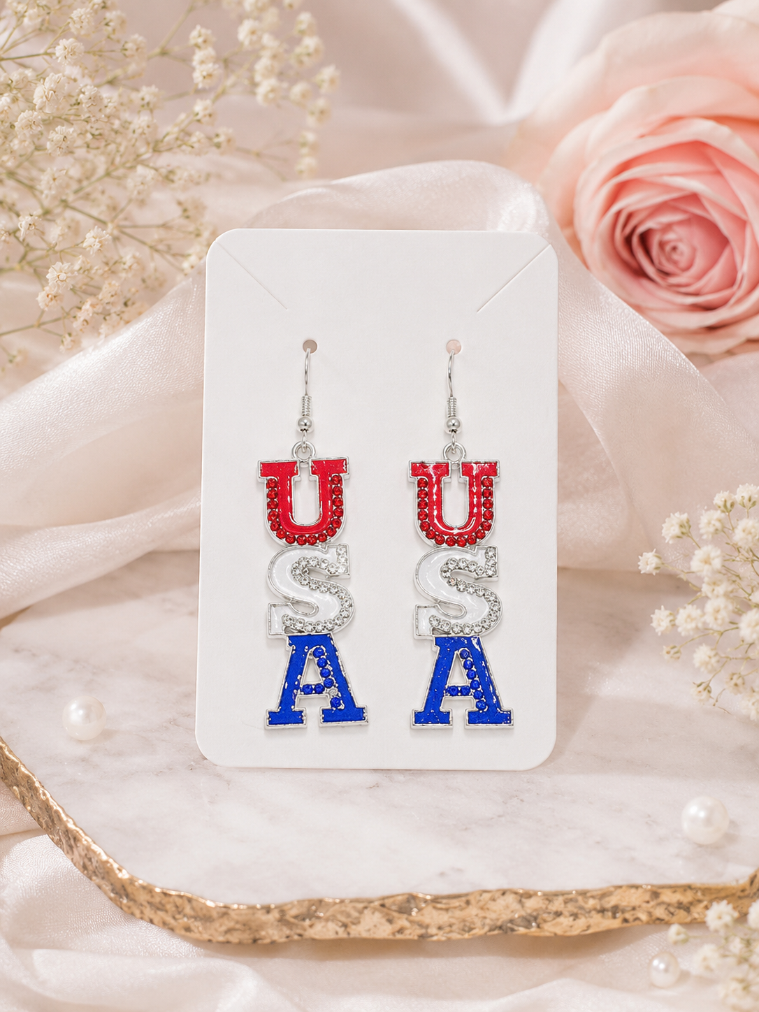4th of July Earrings – Patriotic Red White & Blue Statement Jewelry