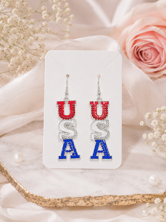 4th of July Earrings – Patriotic Red White & Blue Statement Jewelry