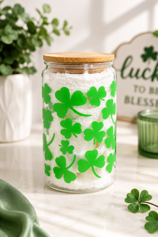 Shamrock 16 oz Glass Tumbler with Lid