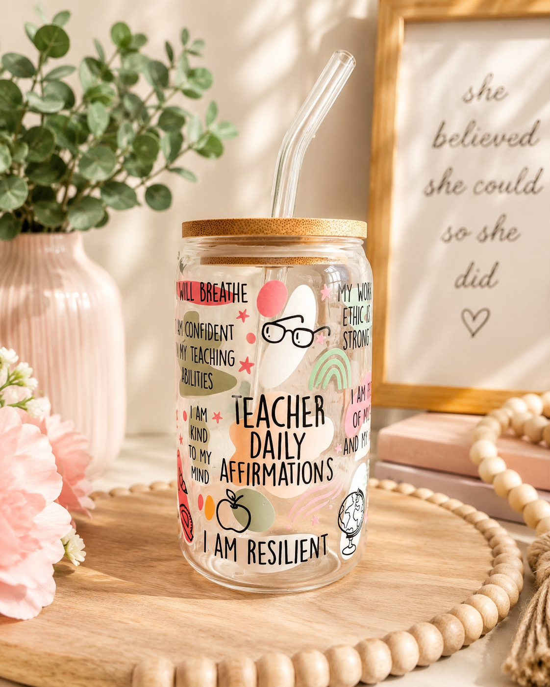 Teacher Daily Affirmations Frosted Tumbler 16 Oz
