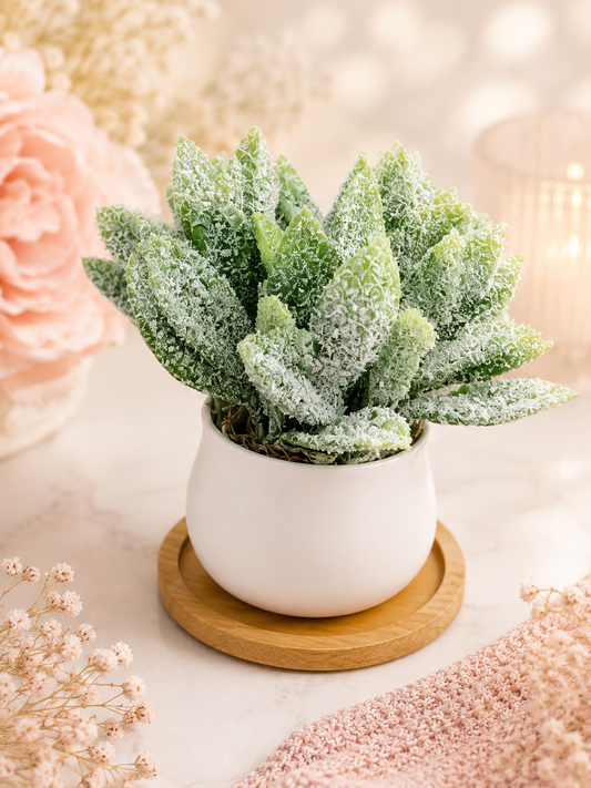 Frosted Leaves Mini Pot with Coaster