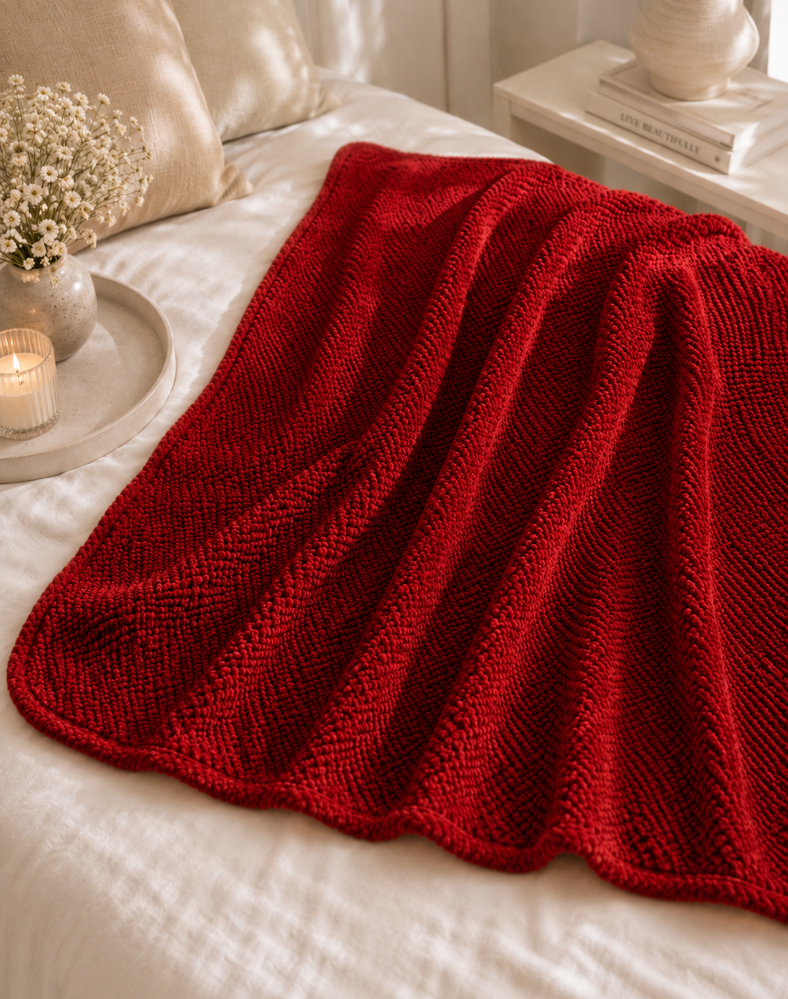 Red Knit Blanket (50" x 60")