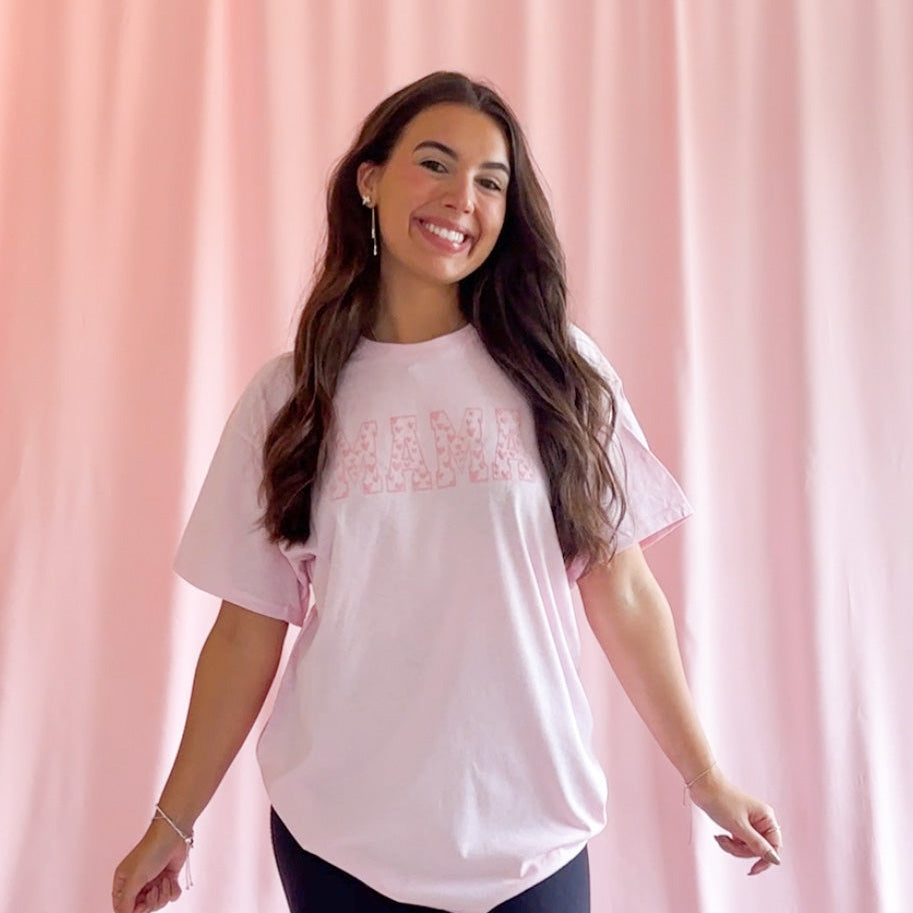 mama shirt puff print, pink mama t-shirt, mom graphic tee, unisex mama shirt, trendy mom shirt, cute mom shirt, puff vinyl mom tee, minimalist mom shirt